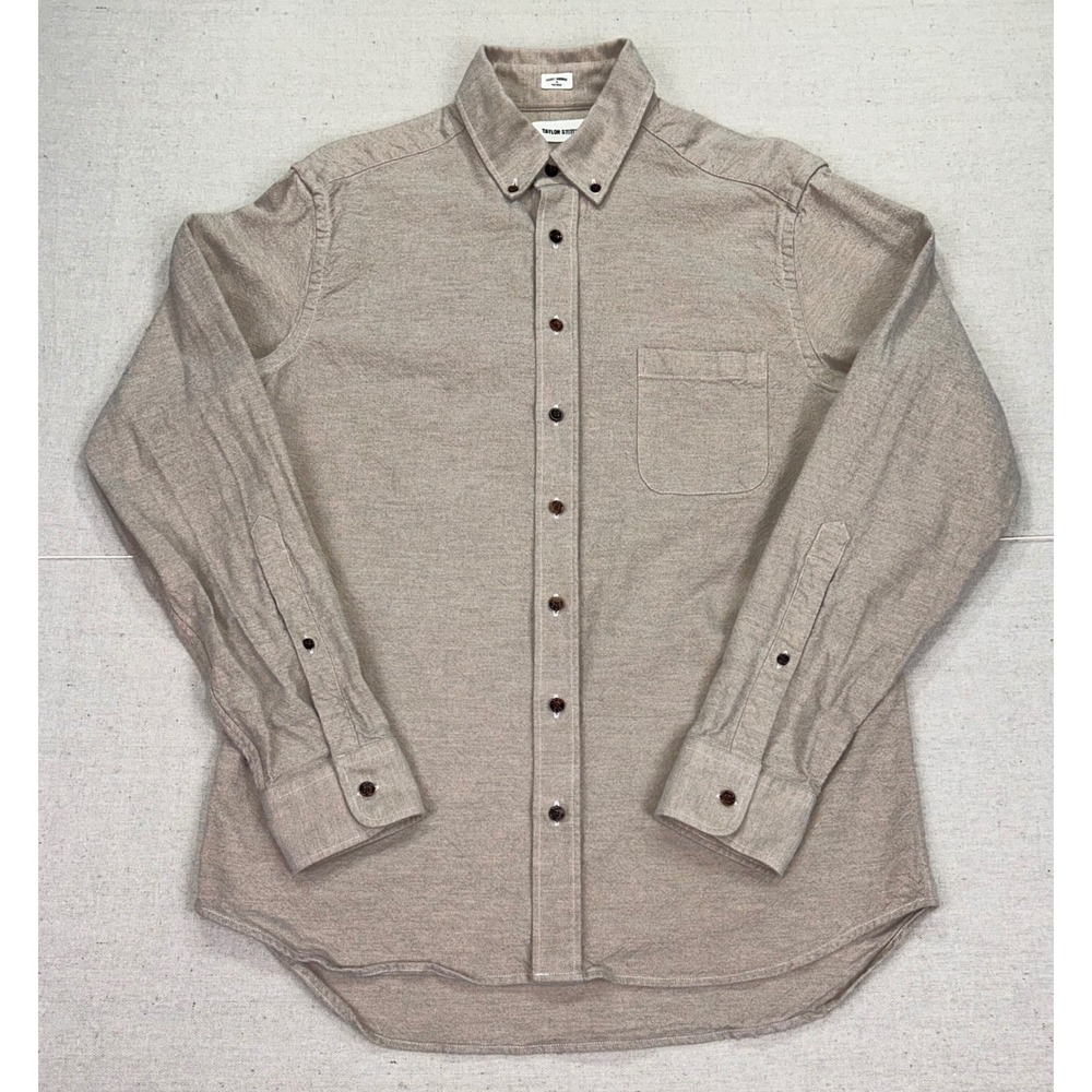 Taylor Stitch Mens 42 Khaki Tan Heavy Cotton Button Down Shirt Handmade